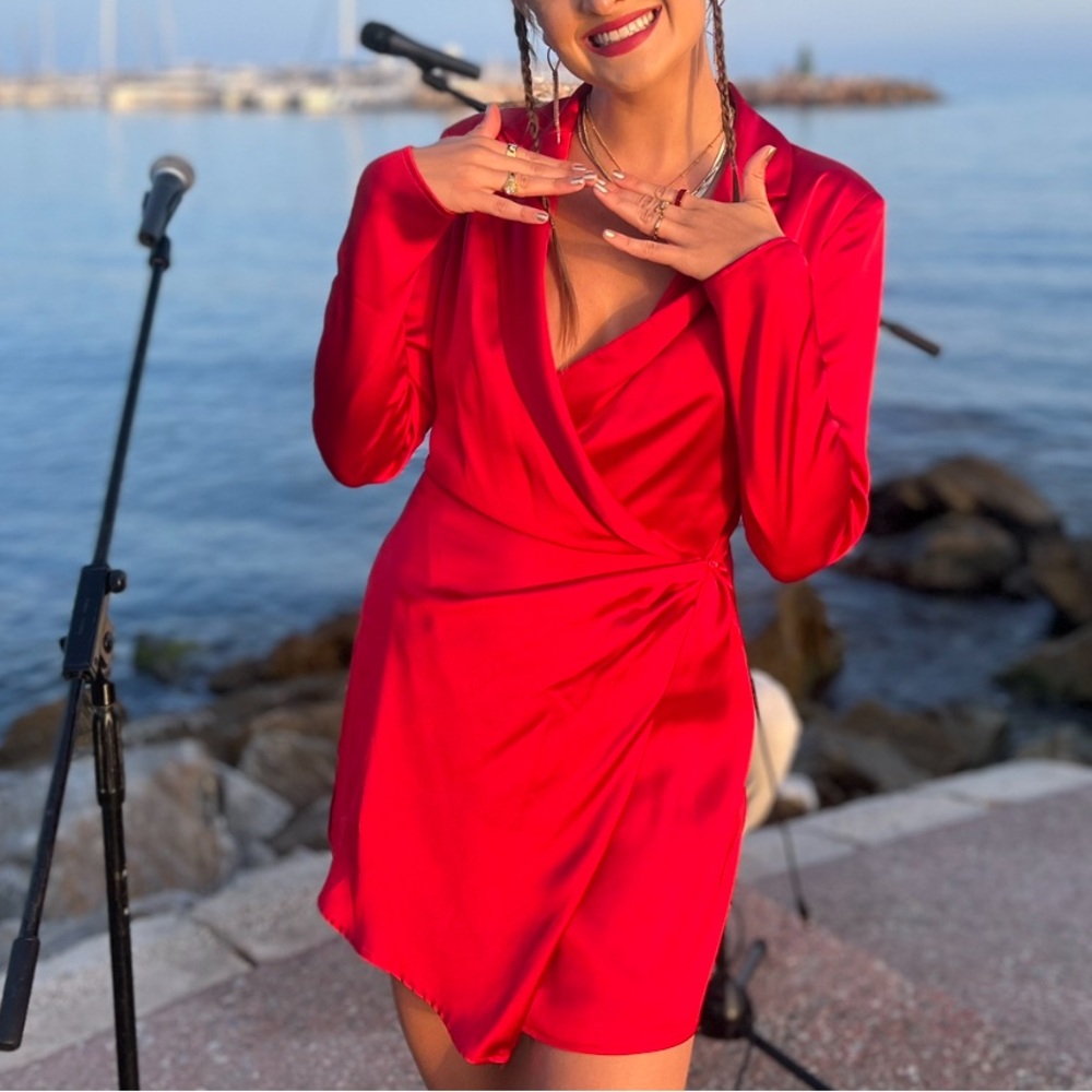 Zara Vibrant Red Long Sleeve Dress
